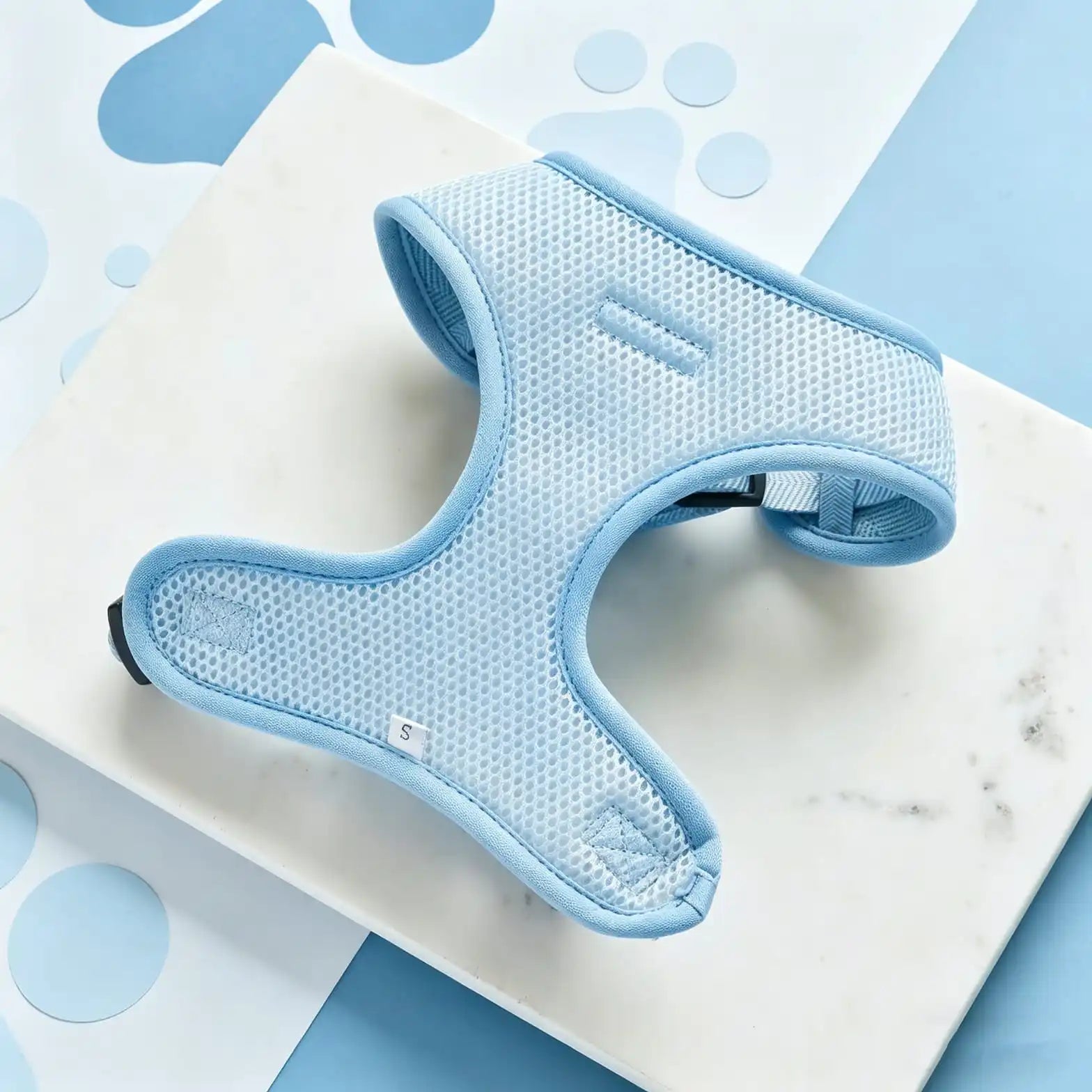 Light Blue Herringbone Mesh Dog Harness for Small Dogs | Breathable OEM Pet Vest Manufacturer
